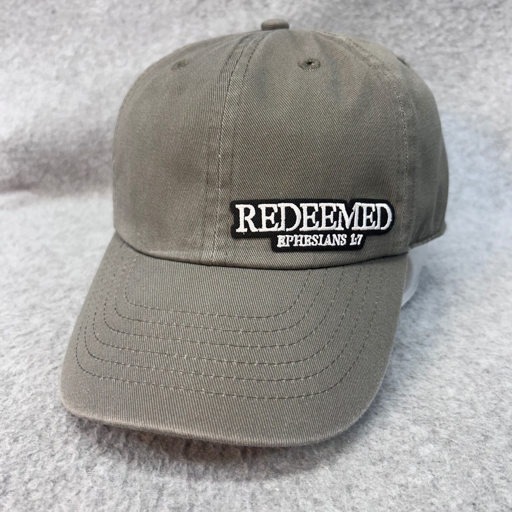 Redeemed Ephesians 1:7 Mens gray Newhattan Hat Adjustable Cotton Twill OSFM